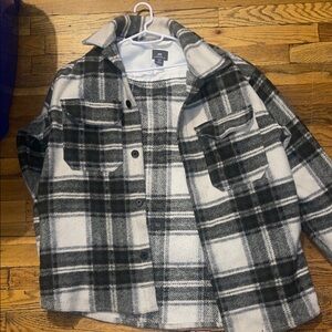 H&M Black and White Plaid Shacket